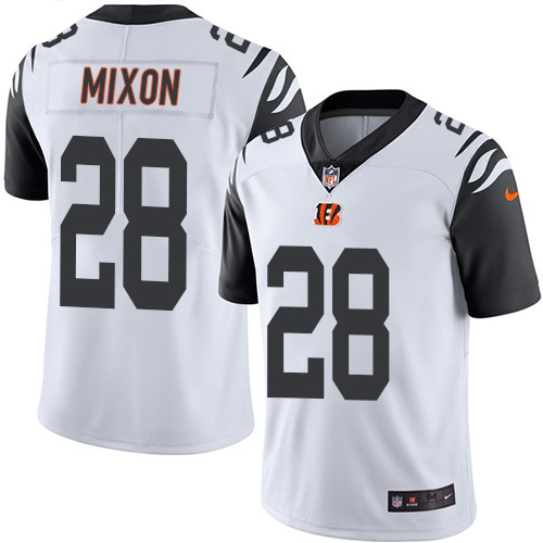 Nike Bengals #28 Joe Mixon White Men's Stitched NFL Limited Rush Jersey